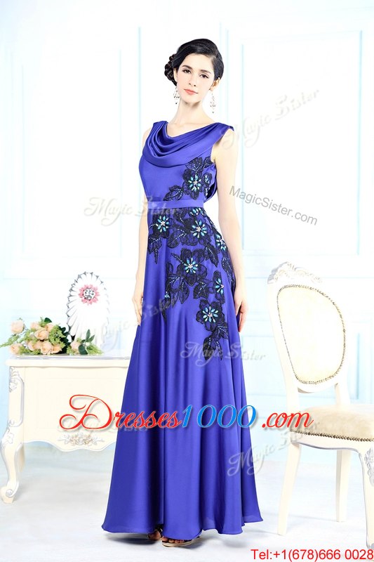 Noble Scoop Sleeveless Appliques Backless Dress for Prom