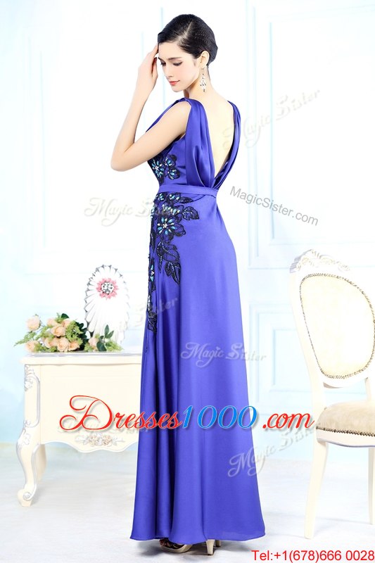 Noble Scoop Sleeveless Appliques Backless Dress for Prom