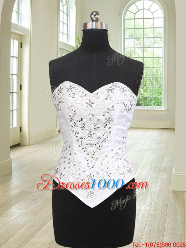 Sweetheart Sleeveless Brush Train Lace Up Quinceanera Gown White Organza