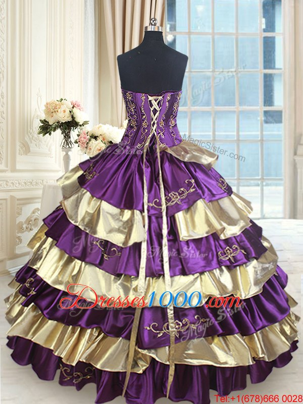 Multi-color Sleeveless Beading and Ruffled Layers Floor Length Sweet 16 Dresses