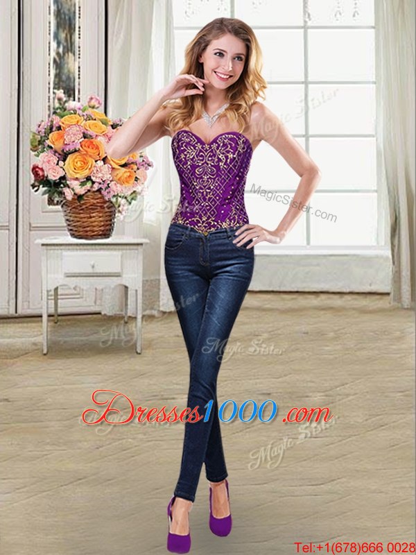 Four Piece Pick Ups Ball Gowns Vestidos de Quinceanera Purple Sweetheart Taffeta Sleeveless Floor Length Lace Up