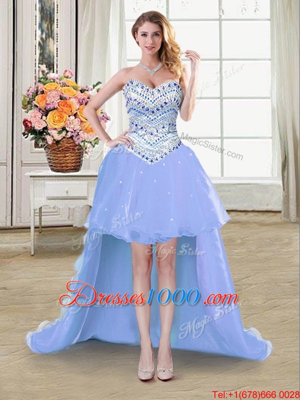 Clearance Four Piece Light Blue Sleeveless Tulle Lace Up Quince Ball Gowns for Military Ball and Sweet 16 and Quinceanera