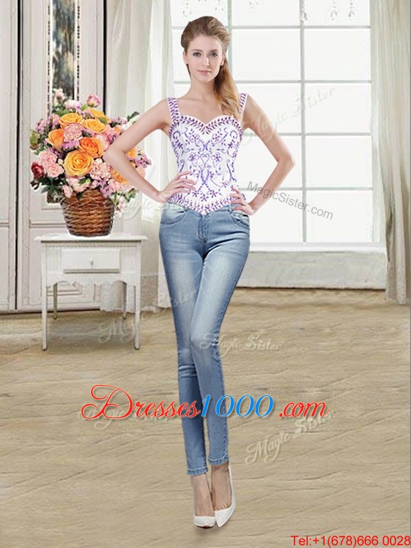 Straps Straps Lavender Ball Gowns Beading and Lace and Ruffles Ball Gown Prom Dress Lace Up Organza Sleeveless Floor Length