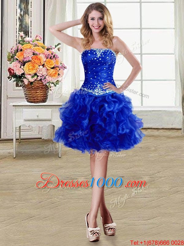Four Piece Organza Sleeveless Floor Length Quinceanera Gowns and Beading and Ruffles