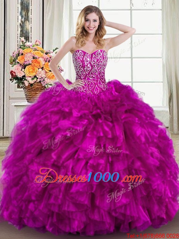 Multi-color Sweetheart Neckline Beading and Ruffles 15 Quinceanera Dress Sleeveless Lace Up