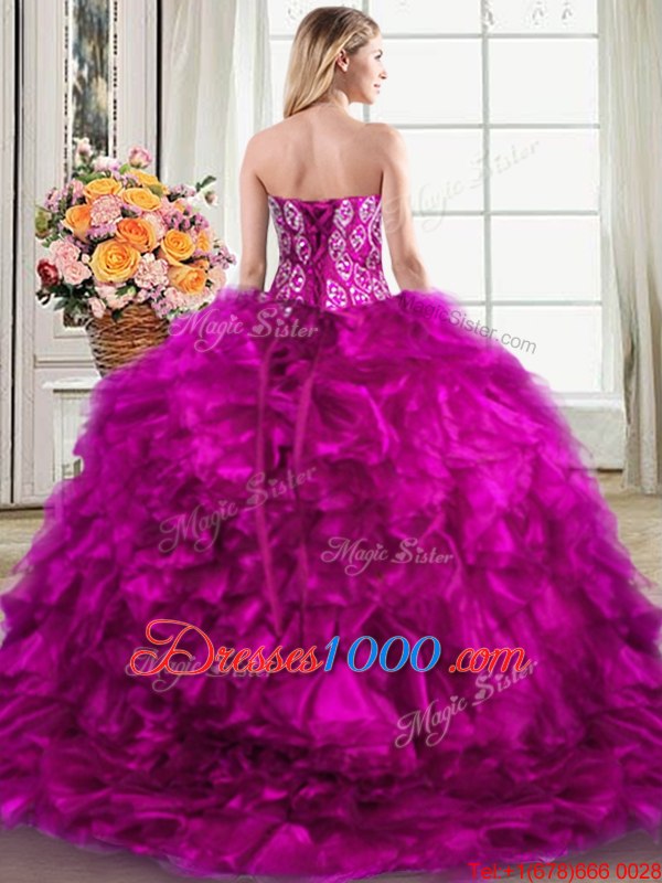 Multi-color Sweetheart Neckline Beading and Ruffles 15 Quinceanera Dress Sleeveless Lace Up