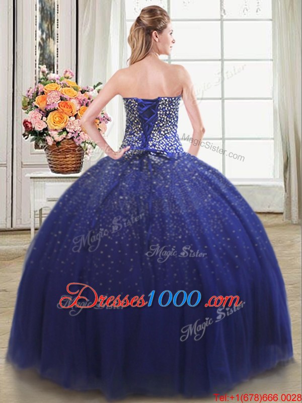 Three Piece Teal Ball Gown Prom Dress Tulle Sleeveless Beading