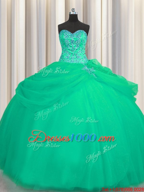 Big Puffy Tulle Sleeveless Floor Length Sweet 16 Quinceanera Dress and Beading