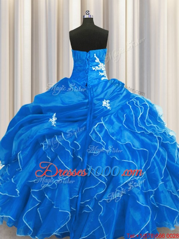 Modest Bling-bling Puffy Skirt Tulle Sweetheart Sleeveless Lace Up Beading Sweet 16 Dresses in Light Yellow