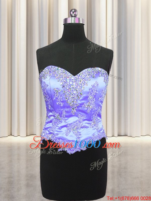 Three Piece Organza Sleeveless Floor Length Sweet 16 Dress and Beading and Appliques and Ruffles