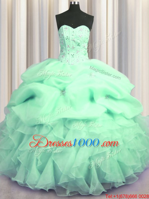 Fantastic Light Yellow Sweetheart Lace Up Beading and Ruffles Quinceanera Gowns Sleeveless