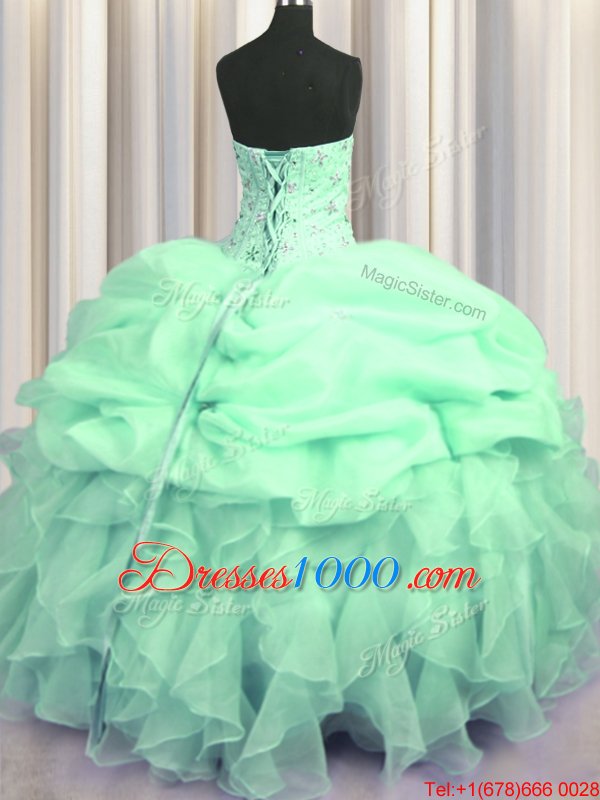 Fantastic Light Yellow Sweetheart Lace Up Beading and Ruffles Quinceanera Gowns Sleeveless