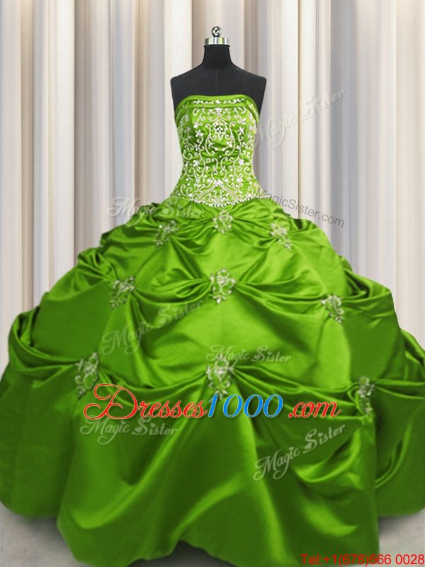 Best Selling Sleeveless Floor Length Beading and Appliques and Embroidery Lace Up Quinceanera Dress