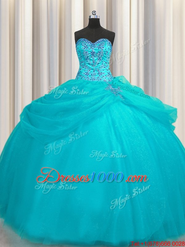 Fuchsia Ball Gowns Strapless Sleeveless Organza With Train Sweep Train Lace Up Beading and Ruffles Quince Ball Gowns