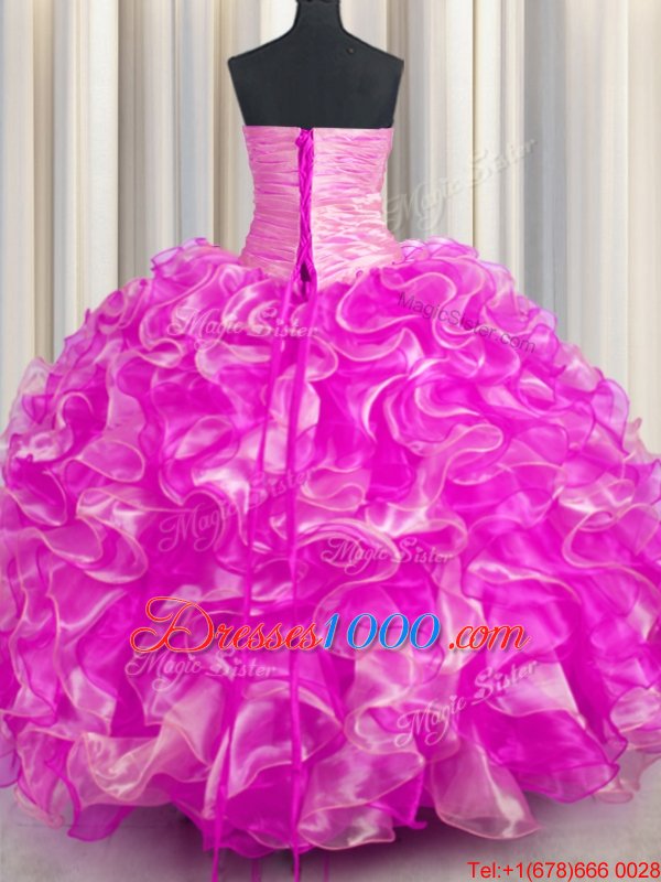 Suitable Scalloped Baby Blue Sleeveless Organza Lace Up Sweet 16 Dresses for Military Ball and Sweet 16 and Quinceanera