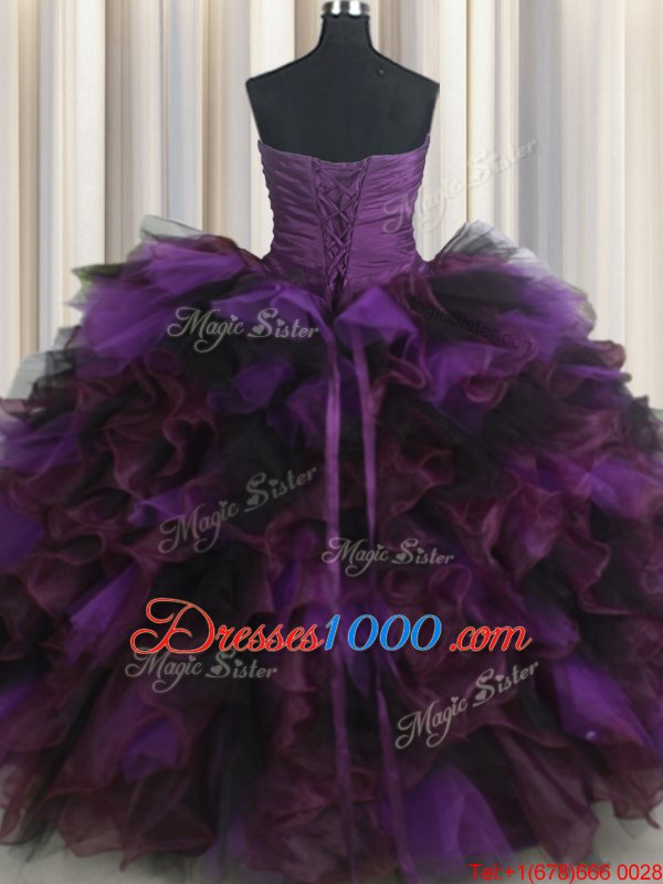 Sleeveless Beading and Ruffles and Ruffled Layers Lace Up Quinceanera Gowns