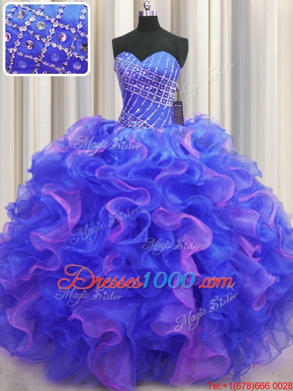 One Shoulder Sleeveless Beading and Ruffles Zipper Quinceanera Gown