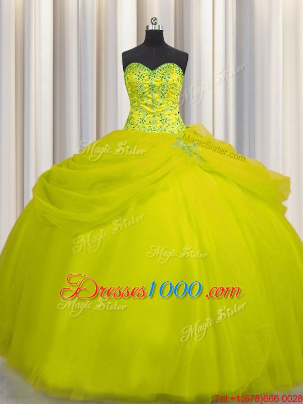 On Sale Bling-bling Visible Boning Sweetheart Sleeveless Tulle Sweet 16 Dress Beading and Ruffles and Ruffled Layers and Sequins Lace Up