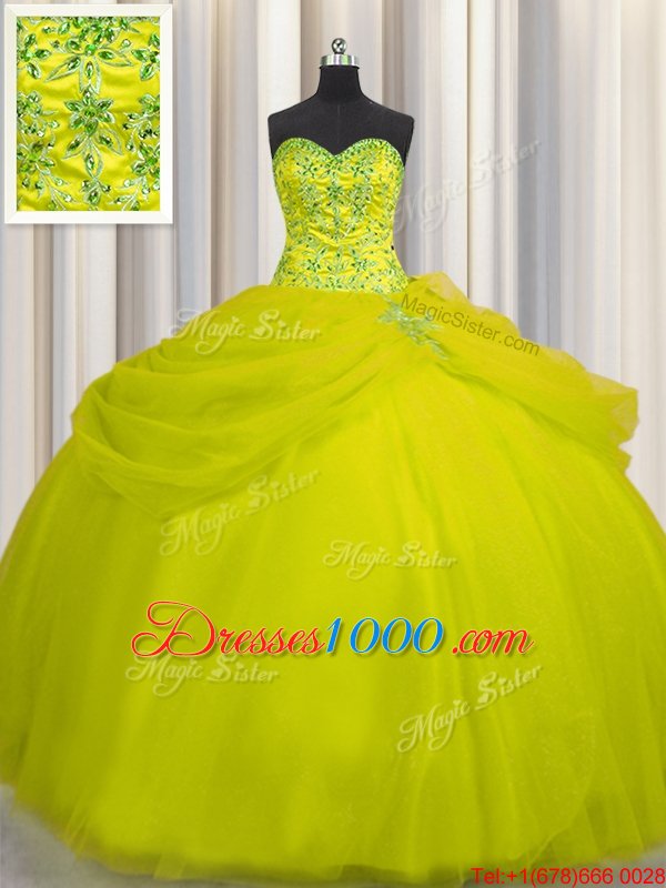 On Sale Bling-bling Visible Boning Sweetheart Sleeveless Tulle Sweet 16 Dress Beading and Ruffles and Ruffled Layers and Sequins Lace Up