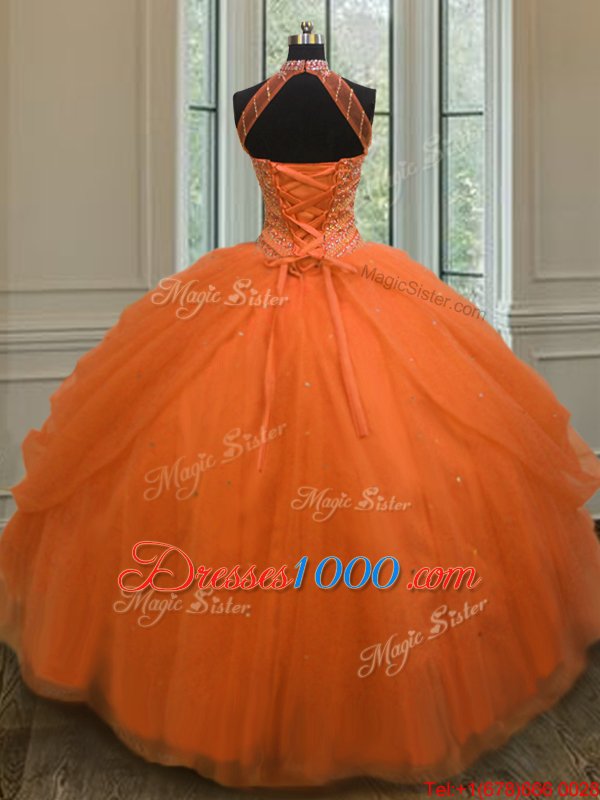 Popular Tulle Sweetheart Sleeveless Lace Up Beading Vestidos de Quinceanera in Baby Blue