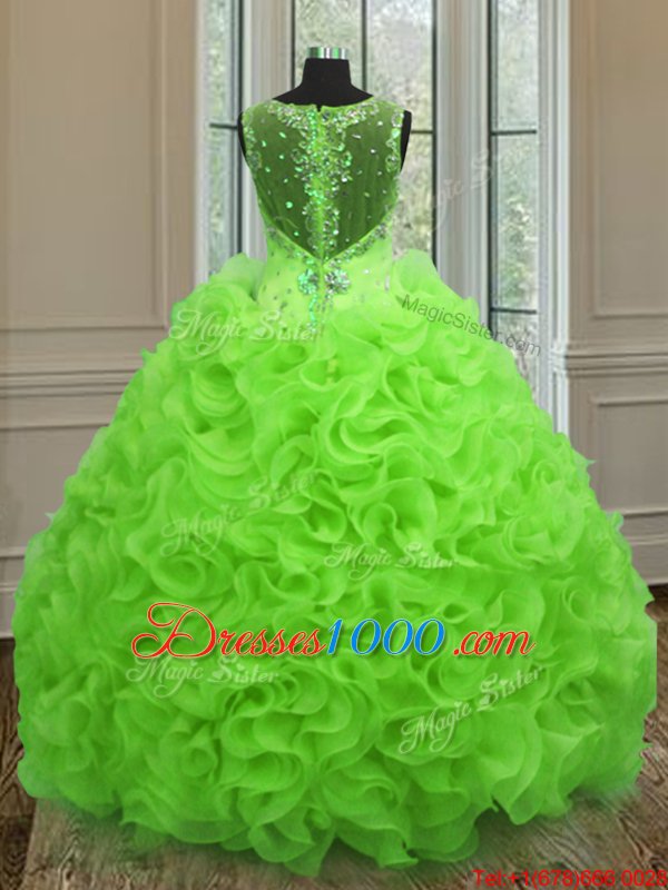 Romantic Ball Gown Prom Dress Military Ball and Sweet 16 and Quinceanera and For with Beading and Ruffles Sweetheart Sleeveless Zipper