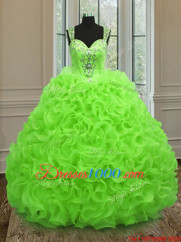 Romantic Ball Gown Prom Dress Military Ball and Sweet 16 and Quinceanera and For with Beading and Ruffles Sweetheart Sleeveless Zipper