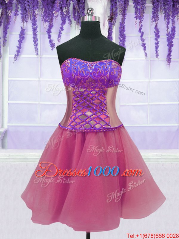 Four Piece Floor Length Lace Up Quince Ball Gowns Pink and In for Military Ball and Sweet 16 and Quinceanera with Embroidery and Ruffles