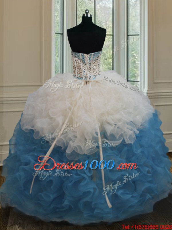 Stylish Sleeveless Beading and Ruffles Side Zipper Quinceanera Dress