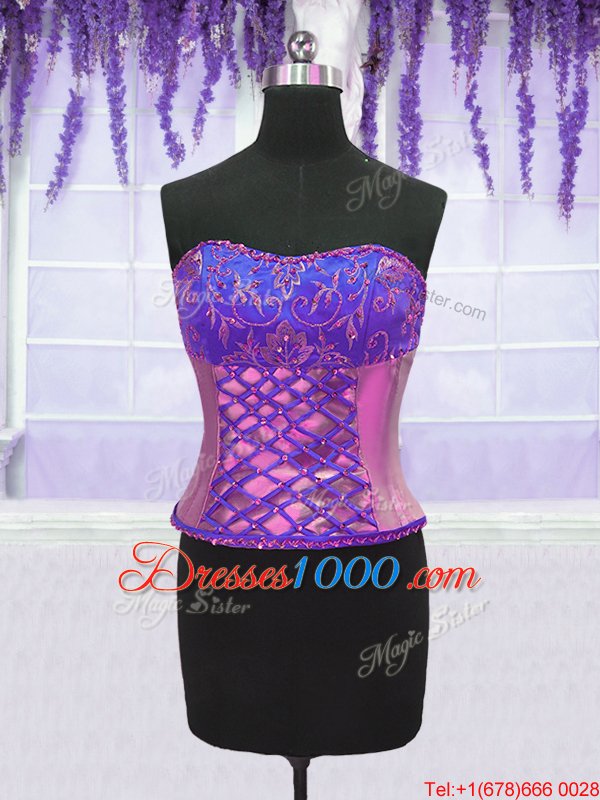 Four Piece Sleeveless Lace Up Floor Length Appliques and Embroidery Quinceanera Gowns