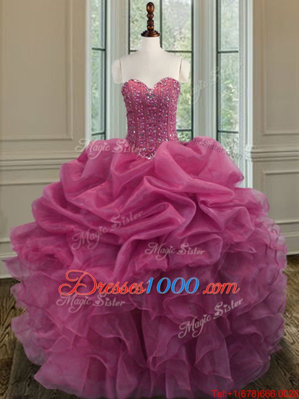 Best Selling Baby Pink Sleeveless Tulle Lace Up Quinceanera Gowns for Military Ball and Sweet 16 and Quinceanera