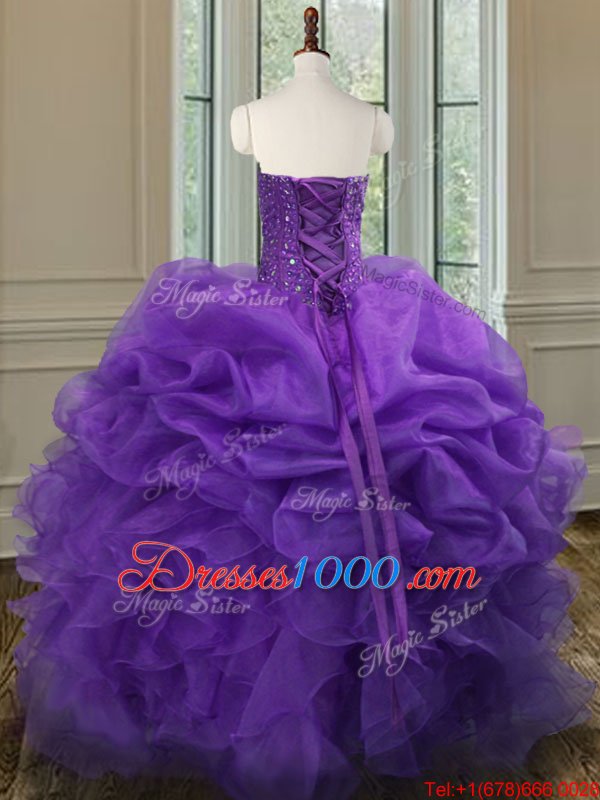 Black And Purple Quince Ball Gowns Military Ball and Sweet 16 and Quinceanera and For with Beading and Ruffles Strapless Sleeveless Lace Up