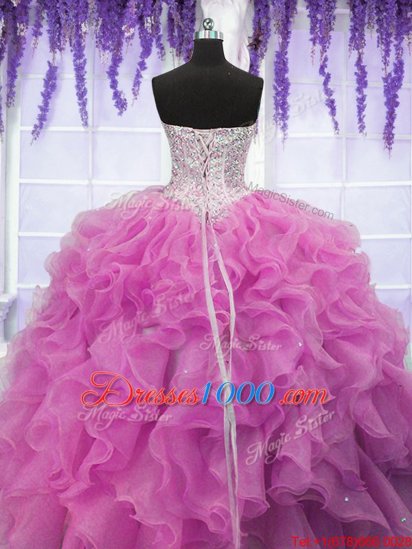 Organza Sleeveless Floor Length Quinceanera Dress and Sequins