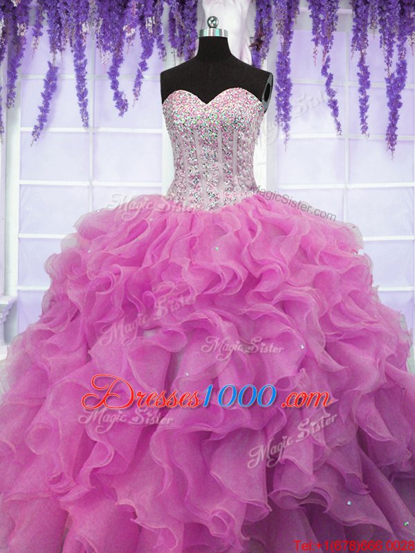 Organza Sleeveless Floor Length Quinceanera Dress and Sequins