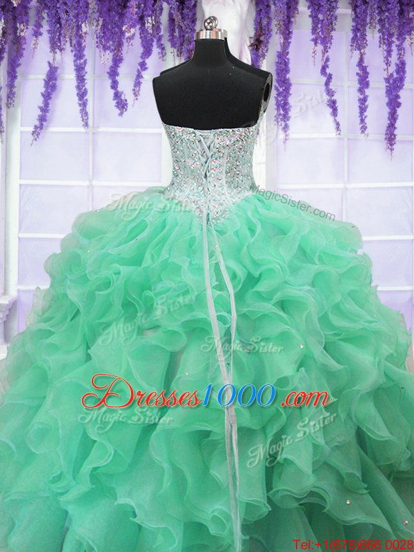 Tulle Sweetheart Sleeveless Lace Up Beading Vestidos de Quinceanera in