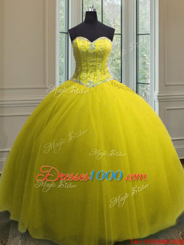 Inexpensive Sleeveless Beading and Ruffles Lace Up 15th Birthday Dress