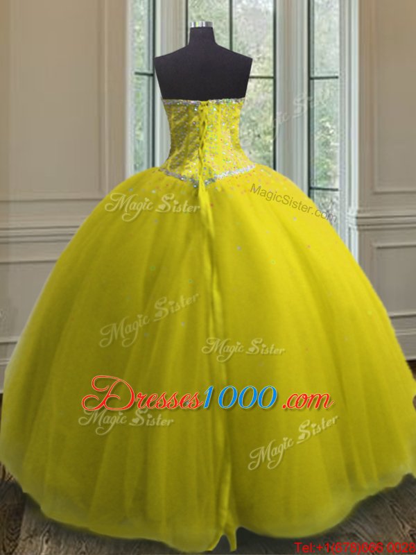 Inexpensive Sleeveless Beading and Ruffles Lace Up 15th Birthday Dress