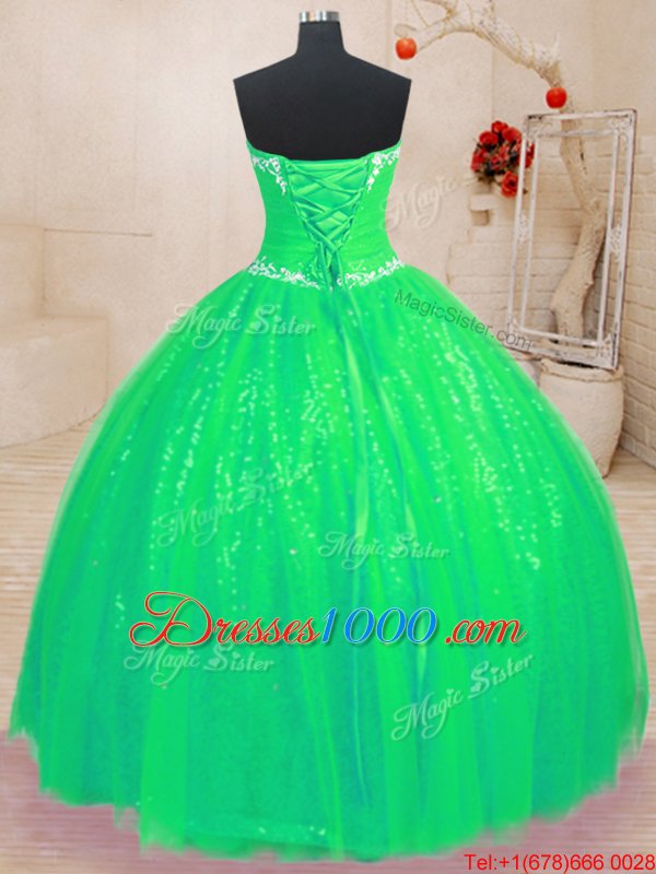 Cheap Sweetheart Sleeveless Tulle and Sequined Quinceanera Dresses Beading Lace Up
