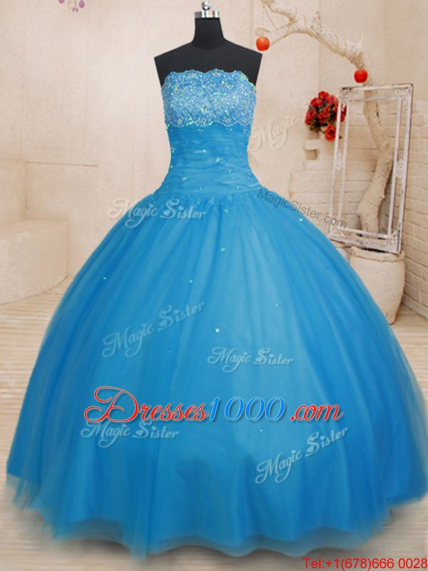 Sleeveless Beading Lace Up Quince Ball Gowns