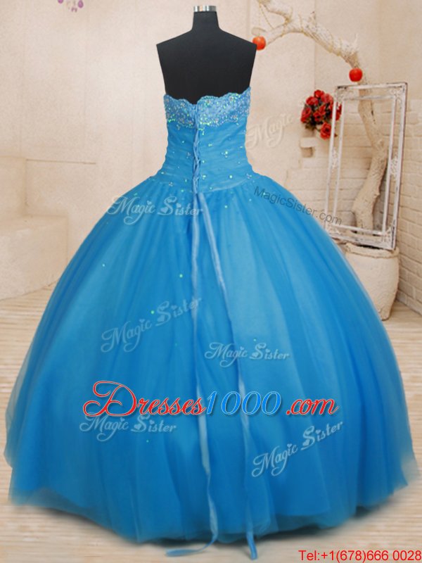Sleeveless Beading Lace Up Quince Ball Gowns