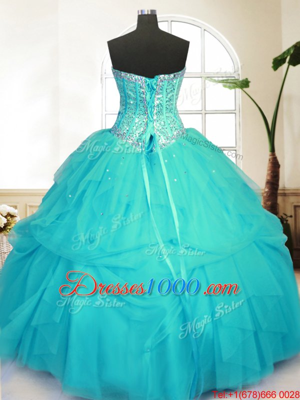 Colorful Dark Purple Ball Gowns Strapless Sleeveless Tulle Floor Length Lace Up Beading Ball Gown Prom Dress