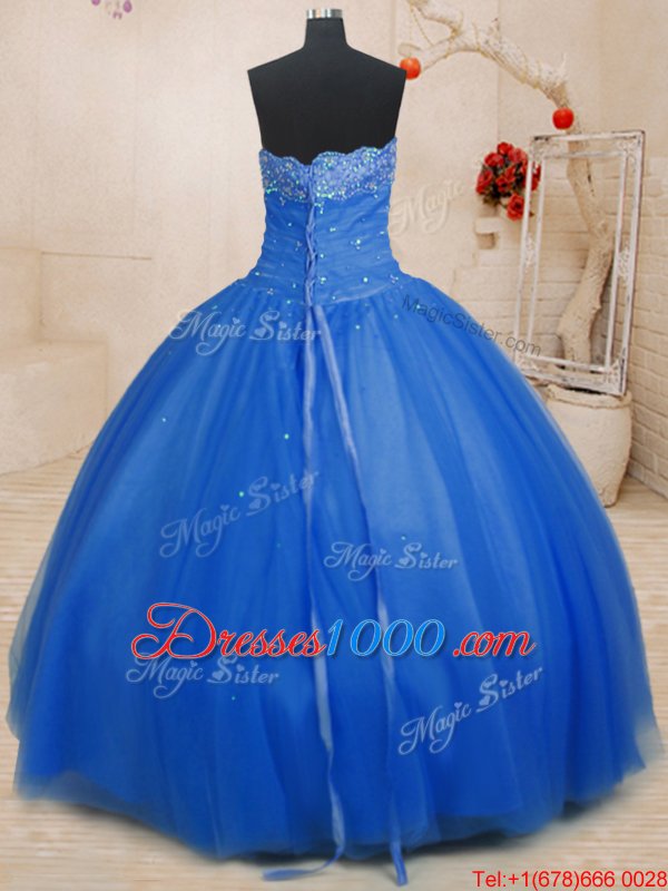 Pretty Sleeveless Brush Train Lace Up With Train Beading and Ruffles Quinceanera Dress