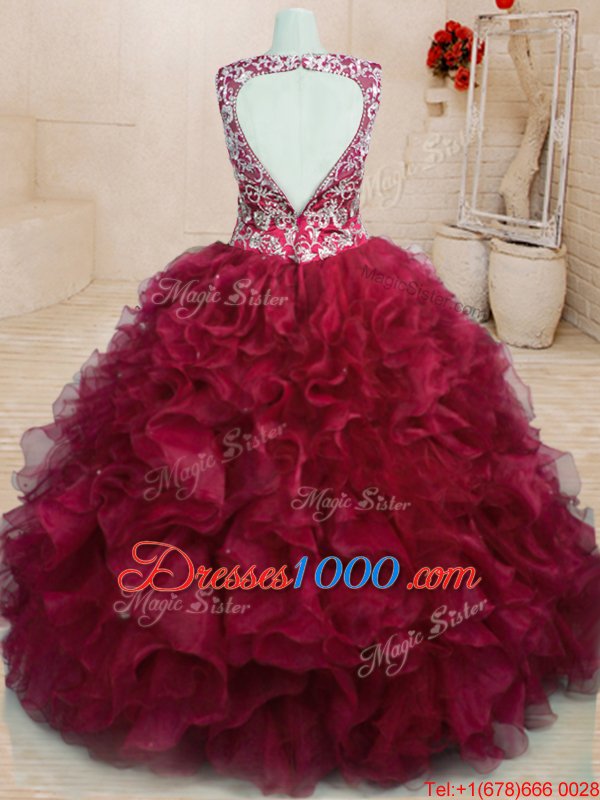 Beauteous Floor Length Ball Gowns Sleeveless Wine Red Ball Gown Prom Dress Zipper