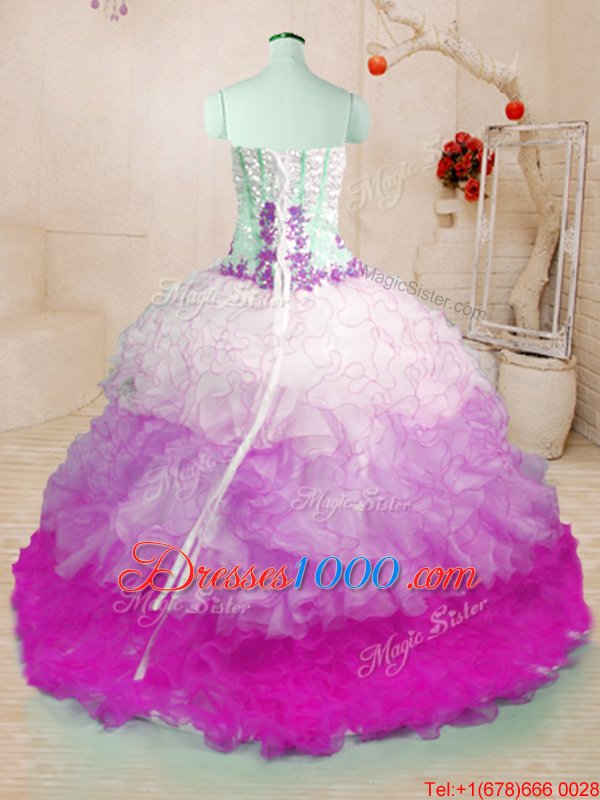Lilac Sleeveless Beading and Ruffles Floor Length Quinceanera Dress