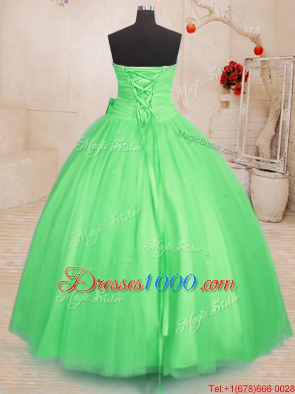 Clearance Sleeveless Beading and Bowknot Floor Length Sweet 16 Quinceanera Dress