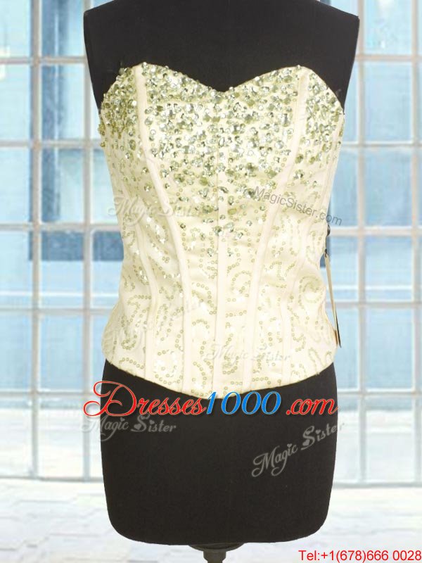 Cheap Sweetheart Sleeveless Sweet 16 Dresses Floor Length Beading and Ruffles Champagne Organza