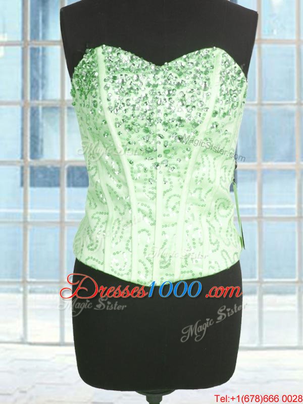 Gorgeous Organza Lace Up Sweetheart Sleeveless Floor Length Sweet 16 Quinceanera Dress Beading and Ruffles