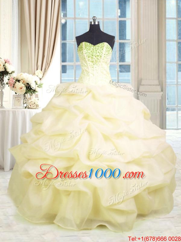 Inexpensive Organza Sleeveless Floor Length Sweet 16 Quinceanera Dress and Beading and Ruffles