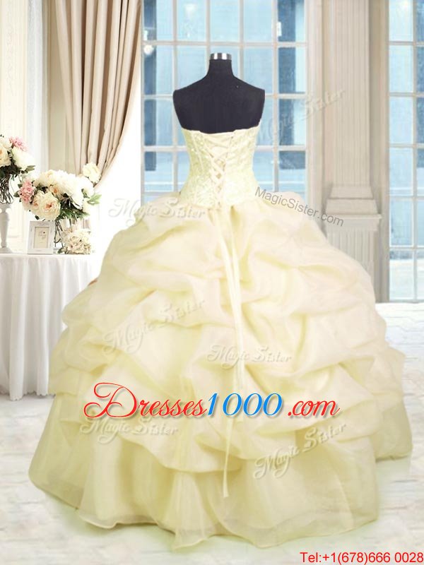 Inexpensive Organza Sleeveless Floor Length Sweet 16 Quinceanera Dress and Beading and Ruffles