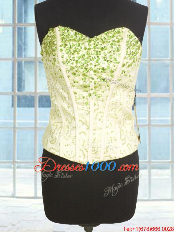 Inexpensive Organza Sleeveless Floor Length Sweet 16 Quinceanera Dress and Beading and Ruffles