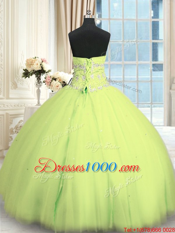 Sweetheart Sleeveless Tulle 15 Quinceanera Dress Appliques Lace Up